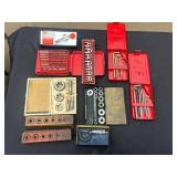 Vintage Metalworking Tap & Die Set with Drill Bits, Hex Keys & Calipers in Red Cases