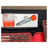 Vintage Metalworking Tap & Die Set with Drill Bits, Hex Keys & Calipers in Red Cases