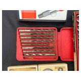 Vintage Metalworking Tap & Die Set with Drill Bits, Hex Keys & Calipers in Red Cases