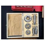 Vintage Metalworking Tap & Die Set with Drill Bits, Hex Keys & Calipers in Red Cases