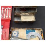 Snap-On Wrench Set, Brown & Sharpe Micrometers, Central Tool Co Caliper - Vintage Tools