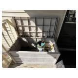 Suncast Outdoor Deck Box - Gray Resin Storage Chest, Large Capacity