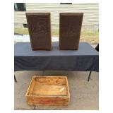 Pair of Vintage Wood-Veneer Speakers - Brown Grille Cloth