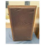 Pair of Vintage Wood-Veneer Speakers - Brown Grille Cloth