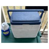 Coleman Cooler with Blue Lid, Water Jug & Green Storage Tote