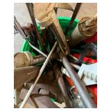 Assorted Hand Tools in Green Bucket - Clamps, Pliers, Saws & More