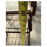 Vintage Iron Kitchen Cart - Two-Tier Metal Rack with Scroll Accents, Rust Patina