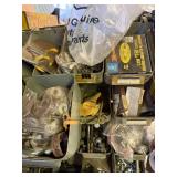 Assorted Hardware Fasteners - Screws, Nuts, Bolts & Washers in Metal Bin Rack