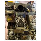 Assorted Hardware Fasteners - Screws, Nuts, Bolts & Washers in Metal Bin Rack