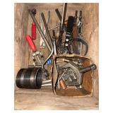 Hand Tools in Wooden Crate - Assorted Vintage Workshop Tools