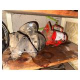 Vintage Workshop Tools & Hardware on Shelf - Grinding Wheel, Fire Extinguisher, ZEP Cleaner