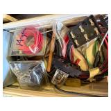 Assorted Electrical Components & Wiring - Terminal Blocks, Relays, Harnesses In 2-Drawer Cabinet