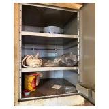 Heavy-Duty Steel Storage Cabinet with Locking Door - 2 Shelves, Garage Workshop - contents included