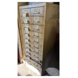 Vintage Beige Metal Filing Cabinet with Multiple Drawers