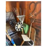 Garden Tools Assortment in Bin - Rakes, Shovels, Hoes & Hand Tools