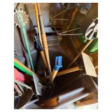 Garden Tools Assortment in Bin - Rakes, Shovels, Hoes & Hand Tools