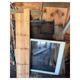 Window Screens & White Framed Window with Wood Planks - Assorted Hardware