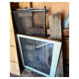 Window Screens & White Framed Window with Wood Planks - Assorted Hardware