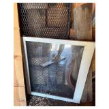 Window Screens & White Framed Window with Wood Planks - Assorted Hardware