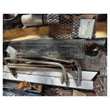 Assorted Metal Salvage: Pipes, Wire Mesh Panels & Shelving Frames