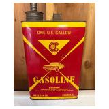 vintage "Stancan" brand one-gallon gasoline can was manufactured by the Jayes Can Co. in Chicago, Illinois