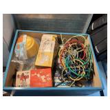 Tin storage box with misc contents