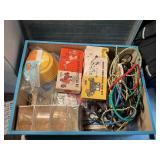 Tin storage box with misc contents
