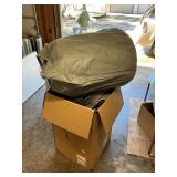 Miscellaneous tarps of various sizes and a cover for car or boat