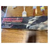 Box of paint brushes,turbo washer , gloves