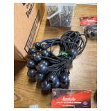 Box of fasteners, tie downs, wrenches and various.