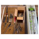 Bits, pipe insulation, grass clipper , screw drivers