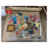 Mixed Tool & Hardware Lot – Master Lock Cable, Hand Tools, Level, Saw Blade, Accessories & More