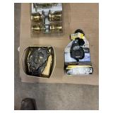 Cedar Chest + Mixed Tools & Hardware Lot – Hand Saw, Drill Brace, Glue Gun, Door Hardware & More