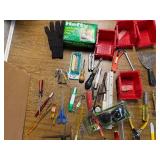 Box of various hardware and equipment