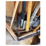 Lot of shovels, rakes garden claw