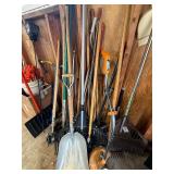 Huge lot of yard tools, rakes, garden claws edges
