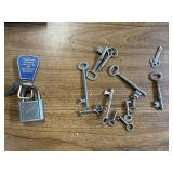 X-Acto knife set and an Ungar Electric Pencil set plus vintage level and skeleton keys