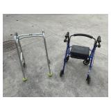 Rollator Walker w/ Seat + Standard Folding Walker – Mobility Aid Lot