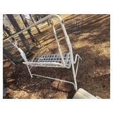 vintage white metal and vinyl strap patio chaise lounge chair/rocker