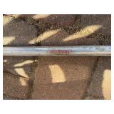 3-vintage Sunbeam webbed folding aluminum lawn chairs, featuring blue and white woven straps