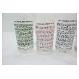 Vintage 1950s Hazel Atlas Glass Tumblers "Sing Along" Series, Hand-Blown Cobalt Blue Rim Vase