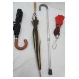 Aluminum Cane & 3 Umbrellas