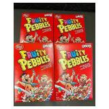 Display - Post Fruity Pebbles Cereal 11 oz Boxes (Lot of 4)