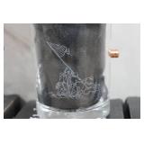 Set of Four Lucky Shot Whiskey Glasses with Embedded Bullet - Iwo Jima Flag