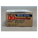 25 Hornady Critical Defense .380 Auto 90 Gr FTX Ammo