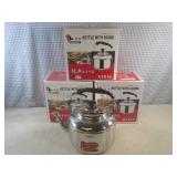 (F-0) 3 Stainless Steel Tea Pots wi...