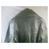 (RCK) Vintage Green Leather Long Co...