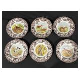 Spode Wildlife Transferware Dinnerware Set - Brown Floral Border with Birds & Animals