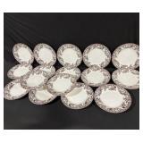 Spode Wildlife Transferware Dinnerware Set - Brown Floral Border with Birds & Animals