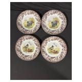 Spode Wildlife Transferware Dinnerware Set - Brown Floral Border with Birds & Animals